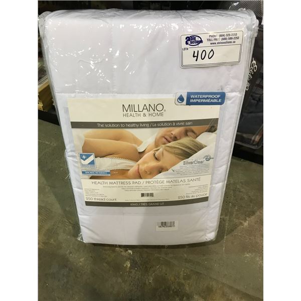 MILLANO HEALTH & HOME HEALTH MATTRESS PAD SIZE KING WATERPROOF