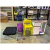 Image 1 : ROLLING KITCHEN ISLAND, 4 MATCHING CHAIRS, COLLAPSIBLE STROLLER AND OTTOMAN