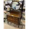 Image 2 : 4 DRAWER OAK BARLEY TWIST DRESSER WITH VANITY MIRROR 36X18X54"