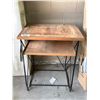 Image 2 : 2 TIER WOOD & METAL TABLE & LIQUID STORAGE CONTAINER