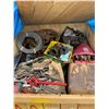 Image 2 : CRATE OF ASSORTED TOOLS, AIR TOOLS, ROPE, CABLE, LIGHTS, WRENCHES & MORE