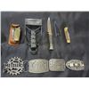 Image 1 : COLLECTORS KNIVES, SLING SHOT & 4 BELT BUCKLES