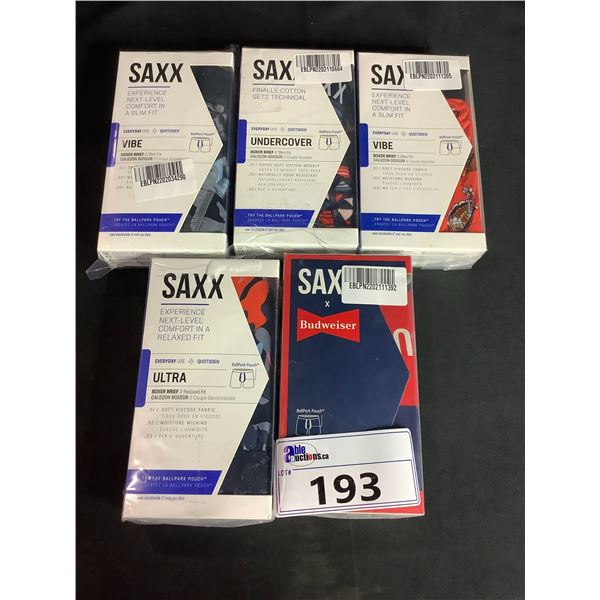 *ALL NEW* 5 BOXES OF SAXX UNDERWEAR SIZE SMALL