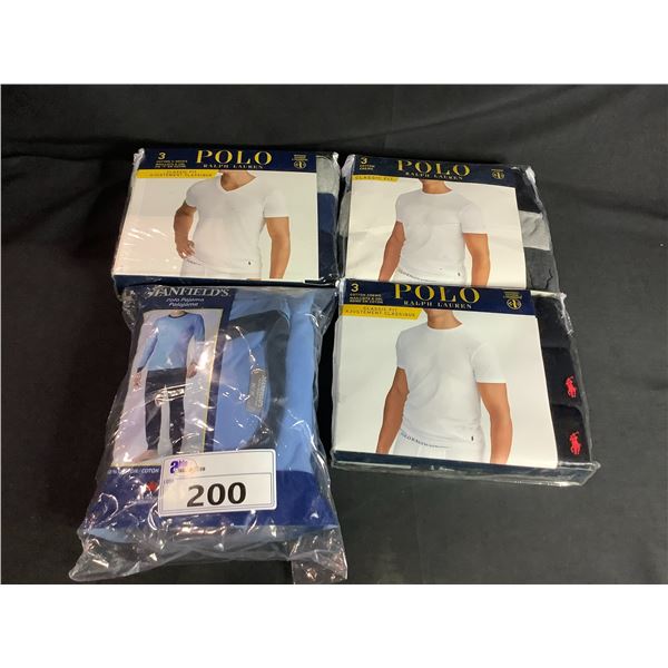 *ALL NEW* 4 PACKAGES OF MENS UNDERSHIRTS SIZE LARGE : RALPH LAUREN & STANFIELD'S