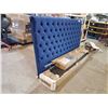 Image 1 : BLUE VELVET KING SIZED GAS LIFT BED FRAME