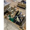 Image 1 : PALLET OF ASSORTED SAFETY GLASSES, PAINT MIXERS, BRUSHES AND MORE