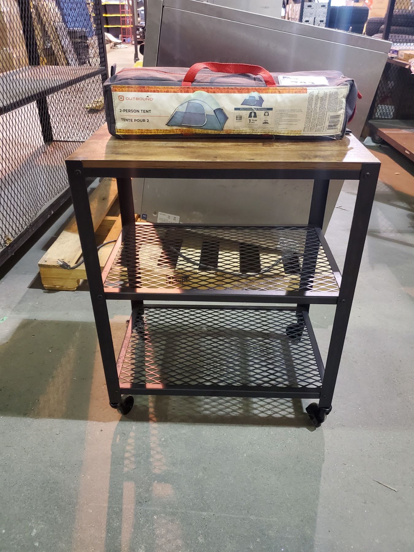 Outbound Racks MOBILE 3 TIER WOOD & METAL RACK & OUTBOUND 2 PERSON TENT