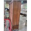 Image 2 : MAHOGANY INLAID FREE STANDING ANTIQUE WARDDROBE WITH BEVELLED MIRROR 47"X75"X18-1/2"