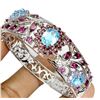 Image 3 : Natural Topaz Rhodolite Garnet & Tanzanite Bangle
