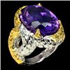 Image 2 : Natural Handmade Amethyst & Sapphire Ring