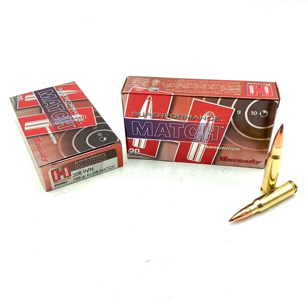 Hornady Superformance Match 308 Win 168 Grain ELD Ammunition, 40 Rounds