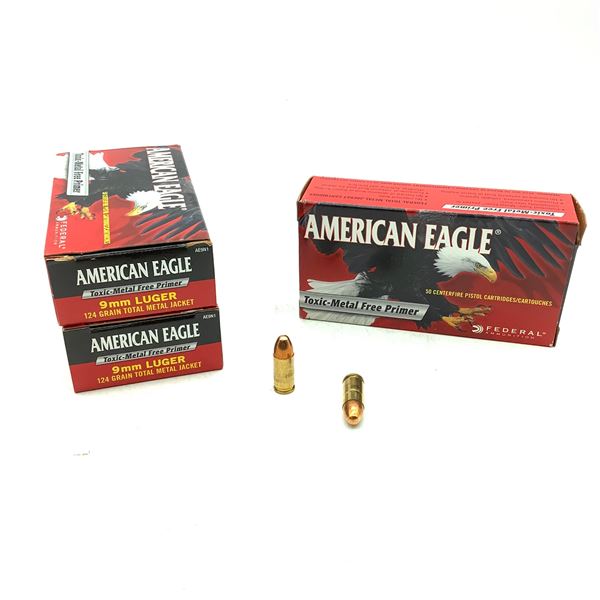 American Eagle 9mm Luger, 124 gr TMJ Ammunition, 150 Rounds