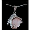 Image 2 : Large Rose Quartz Stone in Heavy Stainless Claw Necklace With 3 Rhinestones, 925 Stamp .