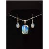 Image 1 : Milk Opaline Pendant & Matching Earrings Set in 925 Sterling Silver & Chain.