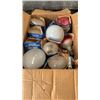 Image 8 : 3 BOXES AND 2 PAILS OF SHOP SUPPLIES, DOORKNOBS, TOOL HANDLE COVERS, LIGHTBULBS, ETC