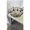 Image 6 : DECORATIVE METAL HANGING BASKETS AND 24" TALL METAL VASE