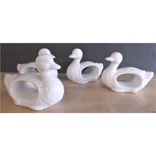 Four Swan Napkin Holders -  White Ceramic