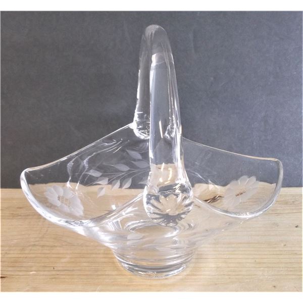 Cornflower Crystal Basket Candy Dish - Crack/Flaw