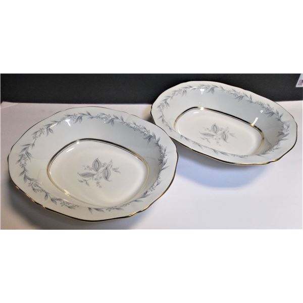 Morning Mist Two 10" Oval Vegetable Bowls - Northumbria Fine Bone China