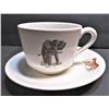 Image 2 : African Animal Tea Cup, Saucer, and Side Plate - Made in Kenya - Crazing on all Three Pieces