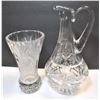 Image 1 : Pinwheel Crystal Pitcher and Vase - Both Heavy