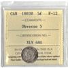 Image 1 : 1883H Canadian Silver Five Cent ICCS Graded F-12 - Obverse 5