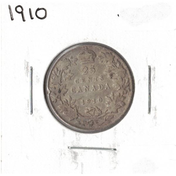 1910 Canadian Silver Twenty-Five Cent