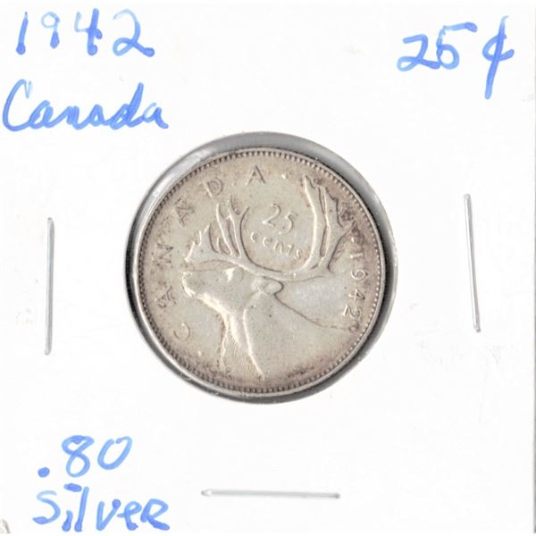 1942 Canadian Silver Twenty-Five Cent