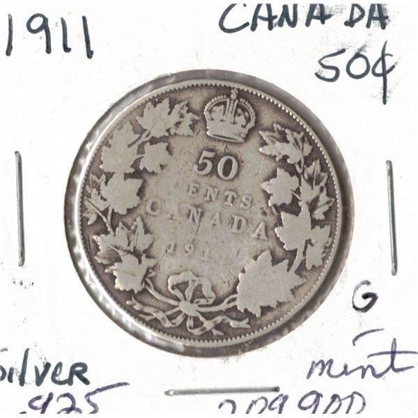 1911 Canadian Silver Fifty Cent