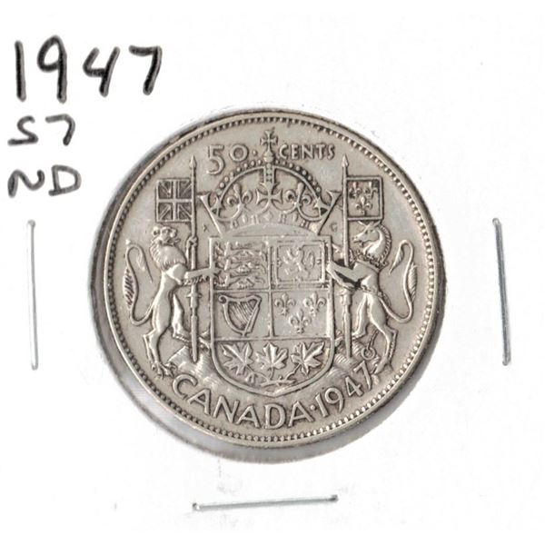 1947 Canadian Silver Fifty Cent - Straight 7 ND