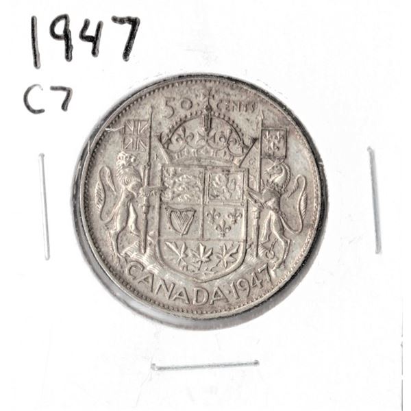 1947 Canadian Silver Fifty Cent - Curved 7