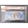 Image 1 : 2002 Canadian Five Dollar Note - BCS Graded AU-55