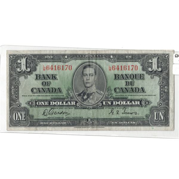 1937 Canadian One Dollar Bank Note