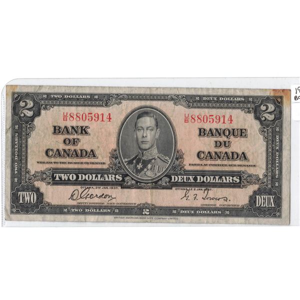 1937 Canadian Two Dollar Bank Note