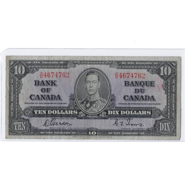 1937 Canadian Ten Dollar Bank Note