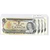 Image 1 : Four Consecutive 1973 Canadian One Dollar Bills - Uncirculated
