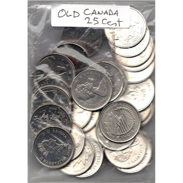 Bag of Old Canadian Twenty-Five Cents