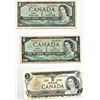 Image 1 : Page of Three Canadian Bank Notes - 1954 One Dollar Bill, 1967 One Dollar Bill, 1973 One Dollar Bill