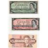 Image 1 : Page of Three Canadian Bank Notes - 1967 One Dollar Bill, 1954 Two Dollar Bill, 1986 Two Dollar Bill