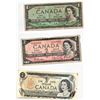 Image 1 : Page of Three Canadian Bank Notes - 1954 One Dollar Bill, 1954 Two Dollar Bill, 1973 One Dollar Bill