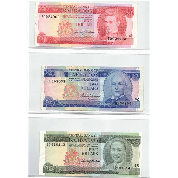 Page of Three Foreign Bank Notes - Barbados