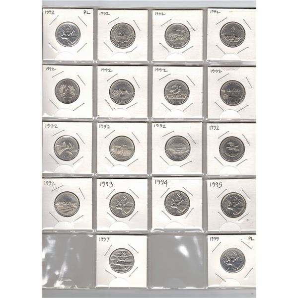 Collection of Canadian Twenty-Five Cent Coins - 1992-99
