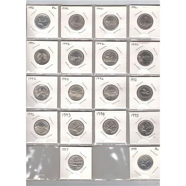 Collection of Canadian Twenty-Five Cent Coins - 1992-99