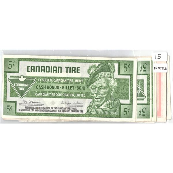 Canadian Tire Money - 15 Notes