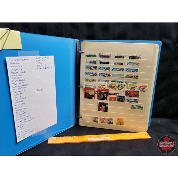 GLOBAL STAMPS ~ Blue Binder (400+) : Countries A - C : Including - Afghanistan, Australia, Bahamas,