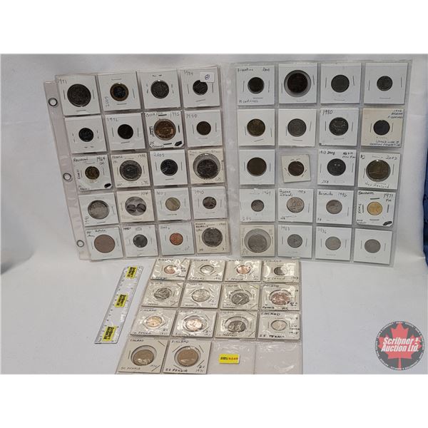 Foreign Coins (65) (Incl. Finland, France, Australia, Costa Rica, Argentina, New Zealand, Bahamas, B