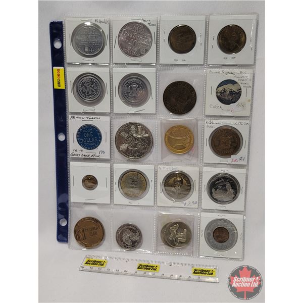 Variety Medallions/Tokens (21): Incl. Grass Lake Michigan, Kitchener, Dairy Queen, Mount Robson, The