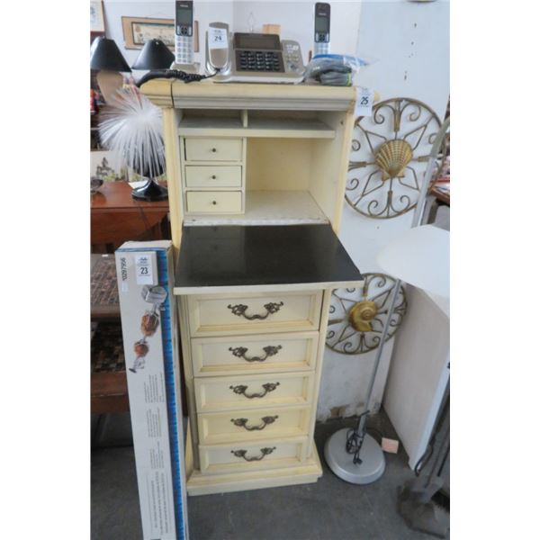 Drop Front Floral Motif 6 Drawer Chest