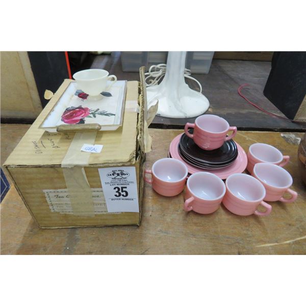 Blue Willow Plastic Dishes & Tea Cups Circa 1950