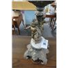 Image 2 : Mixed Metal Cherub Figural Lamp w/Frosted Glass Floral Shade